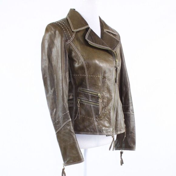 Crisca cool brown leather jacket 2 - Picture 3 of 8